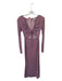 Amable Size S Mauve Mesh Rhinestone Shoulder Pads Long Sleeve Keyhole Gown Mauve / S