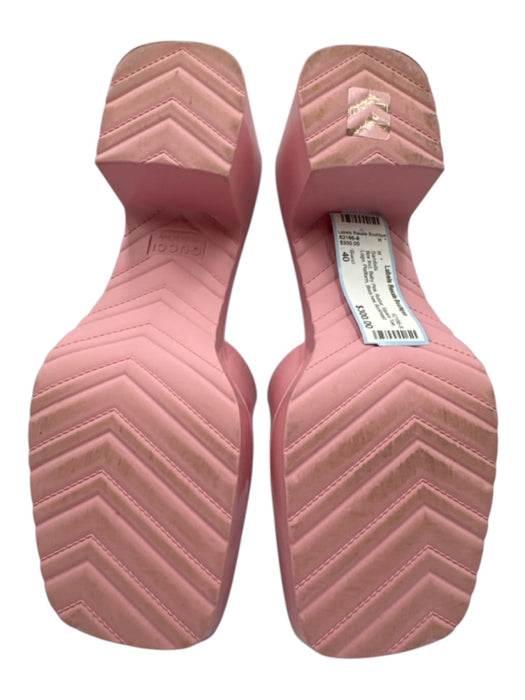 Gucci Shoe Size 40 Baby Pink Rubber Square Toe Logo Platform Block heel Sandals Baby Pink / 40