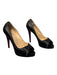 Louboutin Shoe Size 38.5 Black Leather Peep Toe Stiletto Nail heads Shoes Black / 38.5