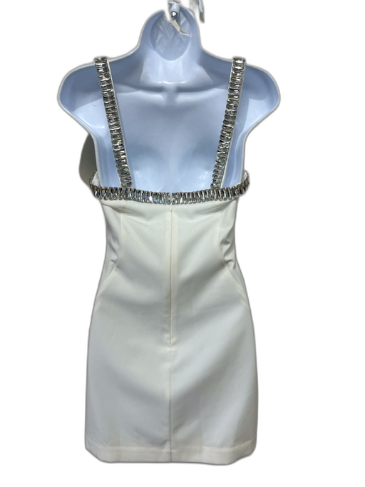 NBD Size S White Polyester Sleeveless Back Zip Embellished Mini Dress White / S