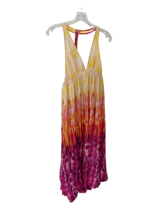 Anthropologie Size S Yellow, Orange & Pink Polyester Tie Dye Maxi Dress Yellow, Orange & Pink / S