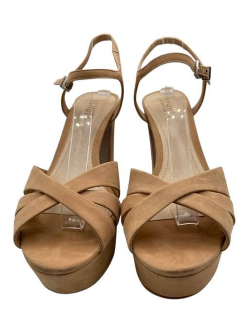 Schutz Shoe Size 8.5 Tan Beige Suede Pump Ankle Buckle Open Toe Strap Pumps Tan Beige / 8.5