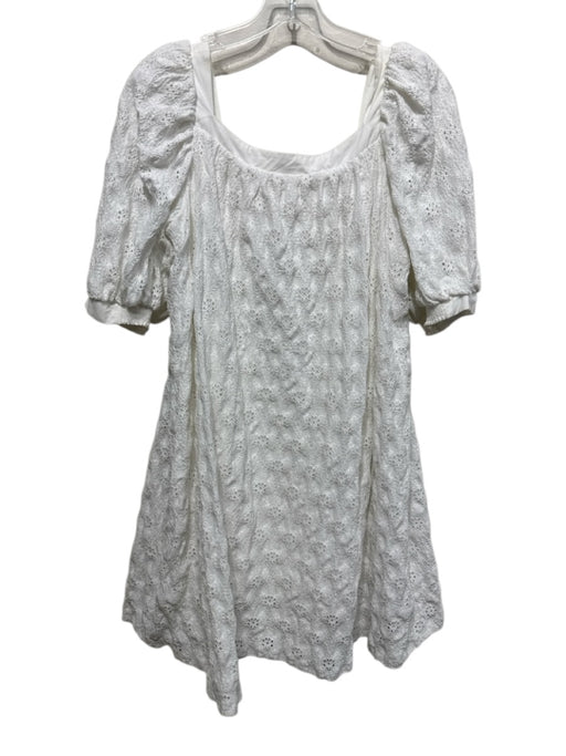 Maeve Size XS White Polyester Short Sleeve Square Neck eyelet Textured Dress White / XS