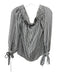 7 For All Mankind Size S White & Gray Rayon Striped Off Shoulder Tie Wrist Top White & Gray / S