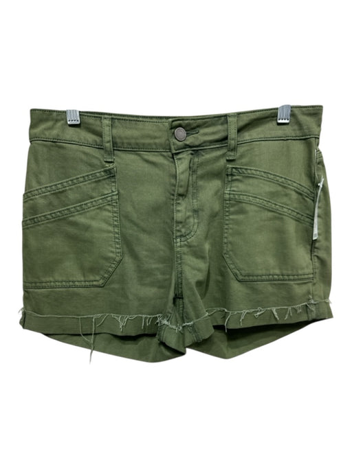 Paige Size 27 Green Cotton Blend Denim Frayed Detail Button & Zip Fly Shorts Green / 27