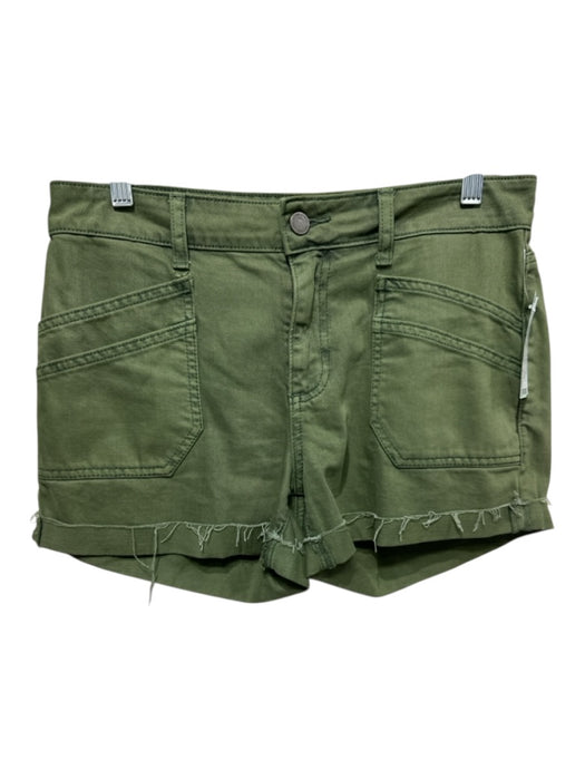 Paige Size 27 Green Cotton Blend Denim Frayed Detail Button & Zip Fly Shorts Green / 27