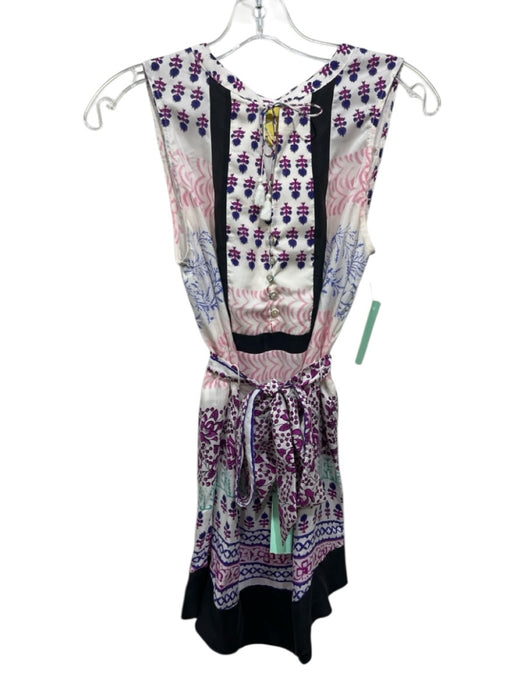 Maeve Size 4 White, Purple & Black Silk Floral Stripe Sleeveless Dress White, Purple & Black / 4