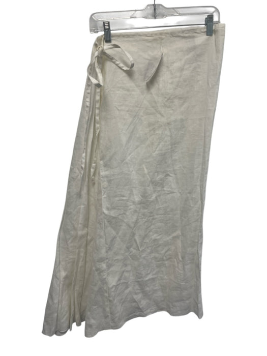 United Colors of Benetton Size 40 Cream White Ramie Tie Detail Paneled Skirt Cream White / 40