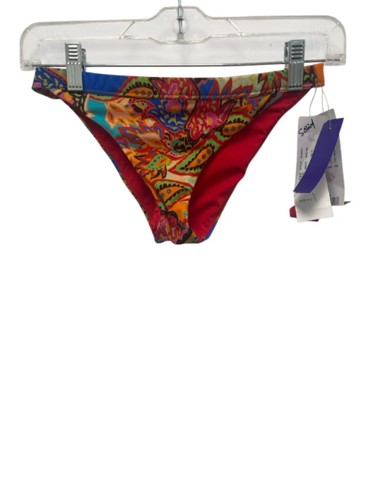 Nicole Miller La Plage Size S Red & Multi Nylon Blend Floral Paisley Swimsuit Red & Multi / S