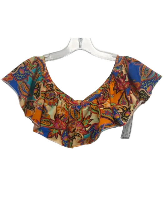 Nicole Miller La Plage Size S Red & Multi Nylon Blend Floral Paisley Swimsuit Red & Multi / S
