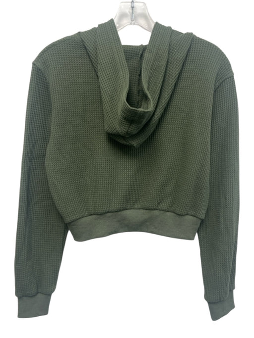 Happy Camp3r Size XS Green & White Cotton Blend Waffle Knit Zip Front Pant Set Green & White / XS