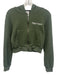Happy Camp3r Size XS Green & White Cotton Blend Waffle Knit Zip Front Pant Set Green & White / XS