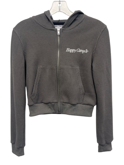 Happy Camp3r Size XS Gray Cotton Blend Waffle Knit Zip Front Lounge Pant Set Gray / XS