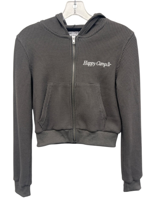 Happy Camp3r Size XS Gray Cotton Blend Waffle Knit Zip Front Lounge Pant Set Gray / XS