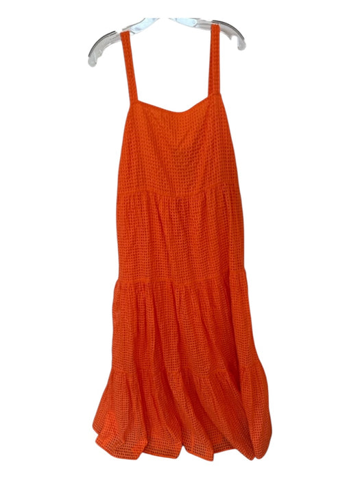 Oliphant Size XL Orange Cotton Blend Sleeveless Checkered Maxi Dress Orange / XL