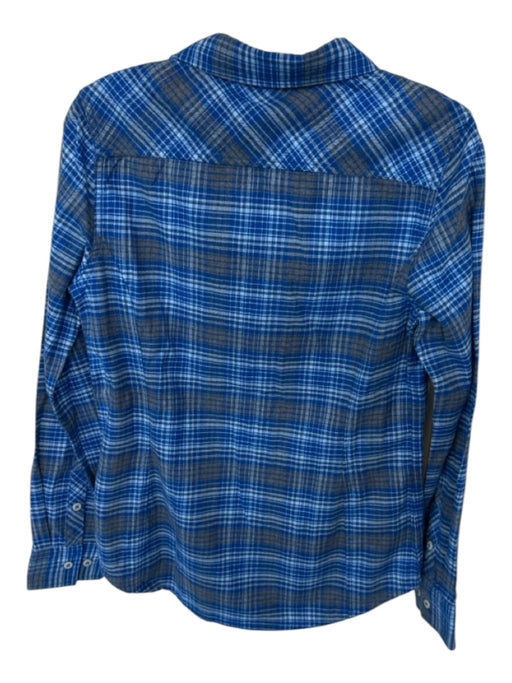 STIO Size S Blue & Gray Cotton Plaid Collar Button Up Top Blue & Gray / S