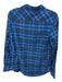 STIO Size S Blue & Gray Cotton Plaid Collar Button Up Top Blue & Gray / S