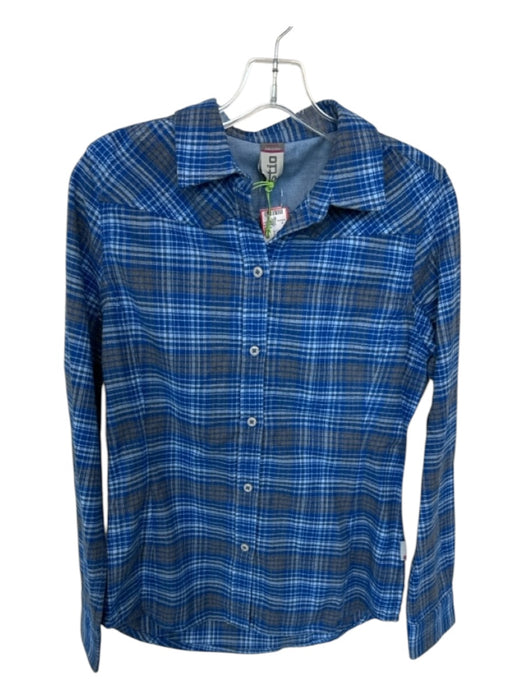 STIO Size S Blue & Gray Cotton Plaid Collar Button Up Top Blue & Gray / S