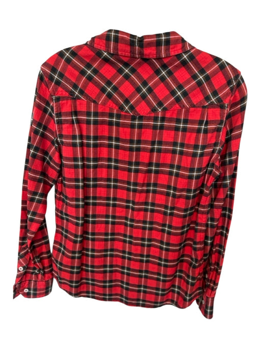 STIO Size S Red & Black Cotton Plaid Button Up Collar Top Red & Black / S