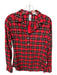 STIO Size S Red & Black Cotton Plaid Button Up Collar Top Red & Black / S