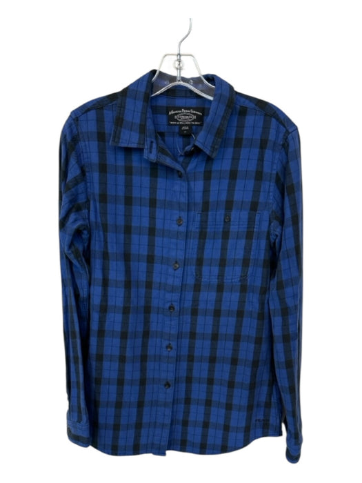 Filson Size M Blue & Black Cotton Plaid Button Up Long Sleeve Top Blue & Black / M