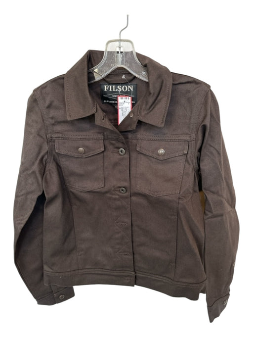 Filson Size S Brown Cotton Front Pocket Button Up Collar Jacket Brown / S