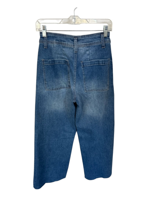 Oat Size 27 Med Dark Wash Cotton Blend High Waist Wide Leg Raw Hem Jeans Med Dark Wash / 27