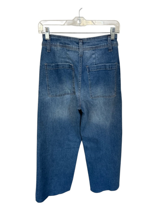 Oat Size 27 Med Dark Wash Cotton Blend High Waist Wide Leg Raw Hem Jeans Med Dark Wash / 27