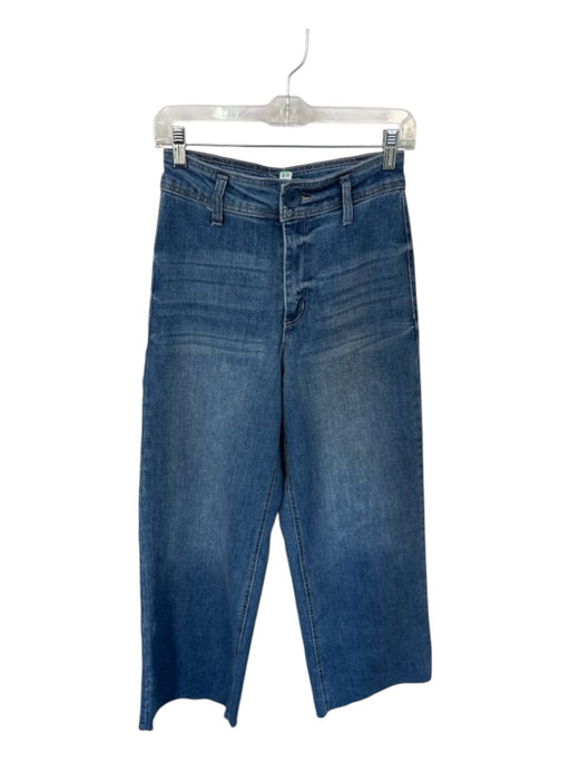 Oat Size 27 Med Dark Wash Cotton Blend High Waist Wide Leg Raw Hem Jeans Med Dark Wash / 27