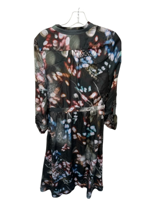 Leifsdottir Size 6 Gray & Red Silk Long Sleeve Abstract Maxi Dress Gray & Red / 6