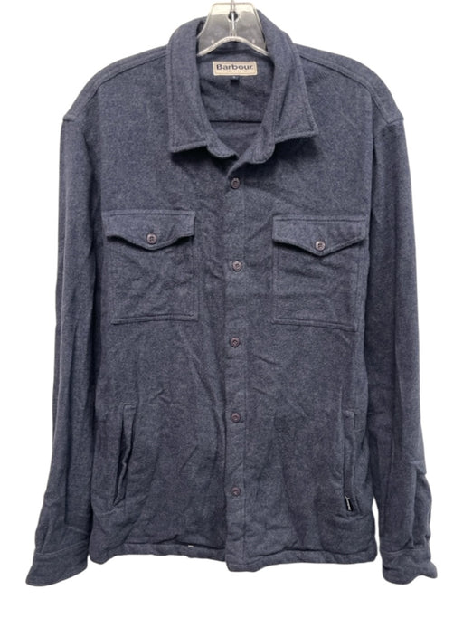 Barbour Size L Blue Cotton Solid Button Up Weighted Men's Long Sleeve Shirt Blue / L