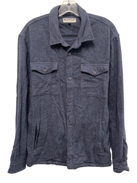 Barbour Size L Blue Cotton Solid Button Up Weighted Men's Long Sleeve Shirt Blue / L