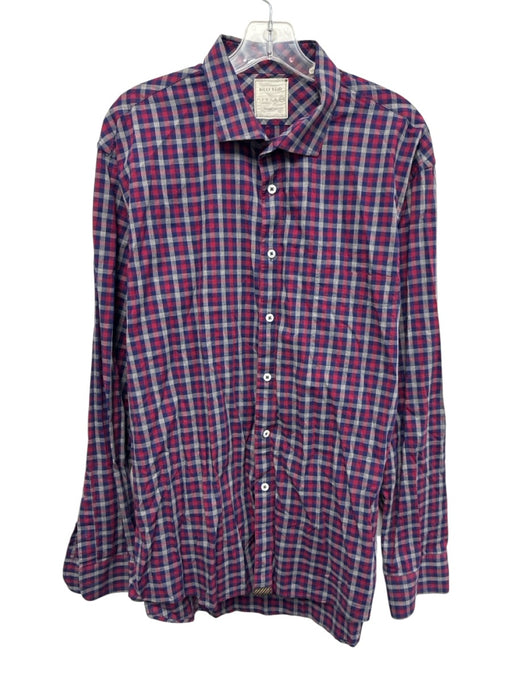 Billy Reid Size XXL Gray & Red Cotton Plaid Button Up Men's Long Sleeve Shirt Gray & Red / XXL