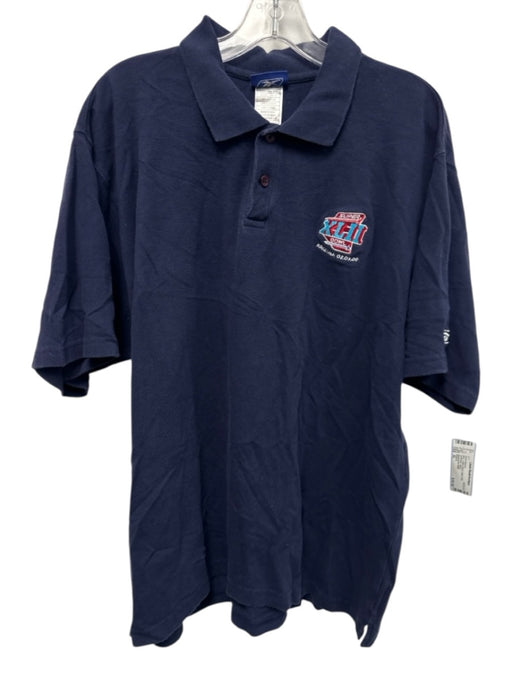 Reebok Size XL Blue Cotton Blend Solid Polo Men's Short Sleeve Blue / XL