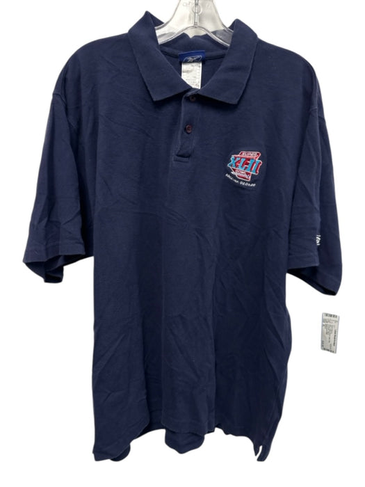 Reebok Size XL Blue Cotton Blend Solid Polo Men's Short Sleeve Blue / XL