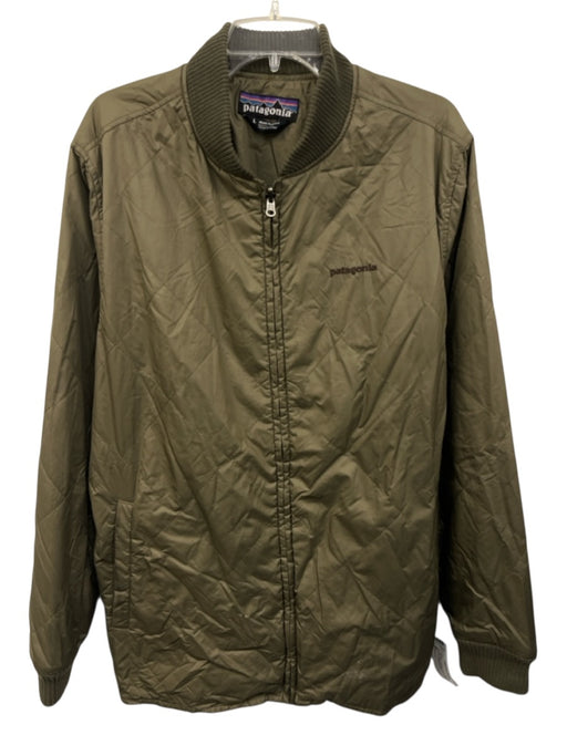 Patagonia Size L Olive Green Synthetic Quilted Bomber Zip Up Men's Jacket Olive Green / L