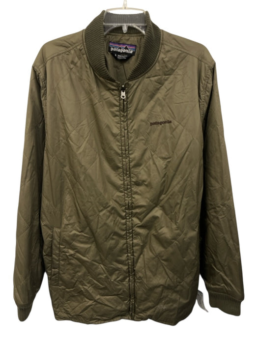 Patagonia Size L Olive Green Synthetic Quilted Bomber Zip Up Men's Jacket Olive Green / L