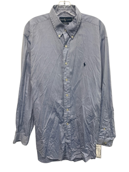 Ralph Lauren Size 16.5 Blue Cotton Solid Button Down Men's Long Sleeve Shirt Blue / 16.5