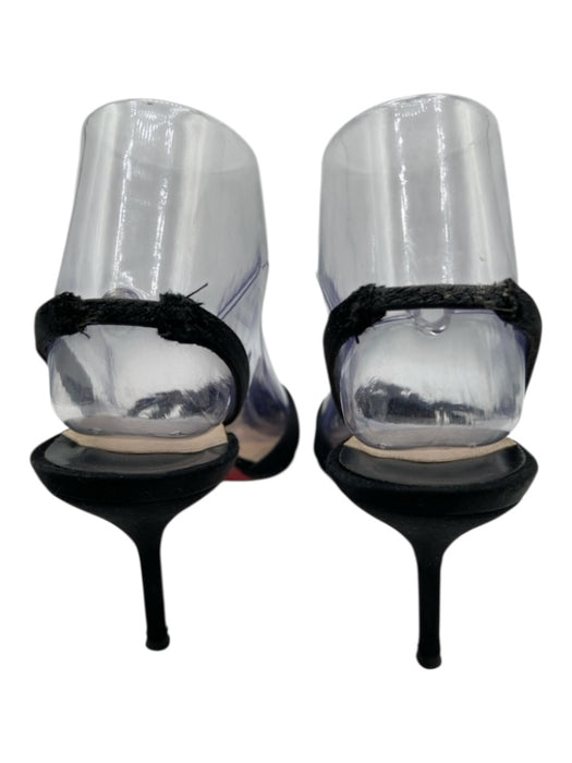 Christian Louboutin Shoe Size 36.5 Black Satin & Leather Pointed Toe Pumps Black / 36.5