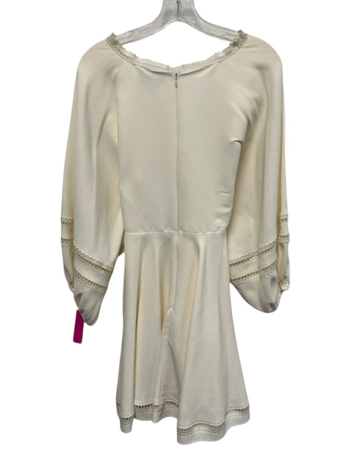 Sachin & Babi Size S Cream White Polyester Long Balloon Sleeve V Neck Dress Cream White / S