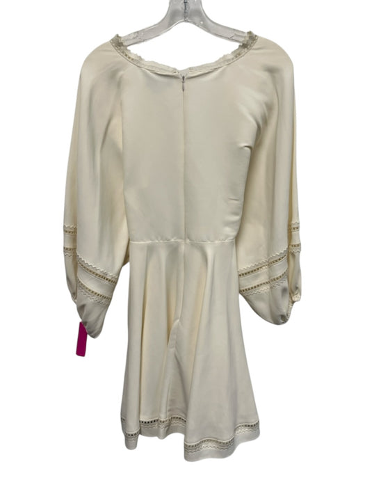 Sachin & Babi Size S Cream White Polyester Long Balloon Sleeve V Neck Dress Cream White / S
