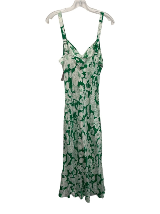 J. Crew Size 4T Green & White Cupro Blend Floral Sleeveless V Neck Slip Dress Green & White / 4T