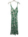 J. Crew Size 4T Green & White Cupro Blend Floral Sleeveless V Neck Slip Dress Green & White / 4T