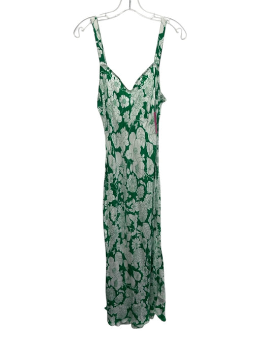 J. Crew Size 4T Green & White Cupro Blend Floral Sleeveless V Neck Slip Dress Green & White / 4T