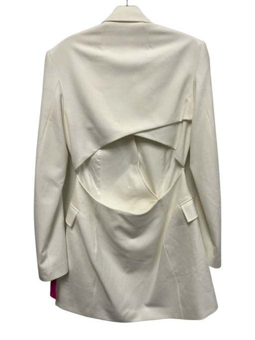 A.L.C. Size 8 White Polyester Blend Long Sleeve Button Front Open Back Dress White / 8