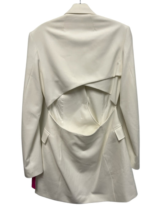 A.L.C. Size 8 White Polyester Blend Long Sleeve Button Front Open Back Dress White / 8
