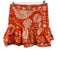 Farm Rio Size S Orange & White Cotton Botanical Swiss Dot Ruffle bottom Skirt Orange & White / S