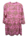 Jude Connally Size XS Pink & Gold Cotton V Neck Bamboo Abstract Print Dress Pink & Gold / XS