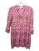 Jude Connally Size XS Pink & Gold Cotton V Neck Bamboo Abstract Print Dress Pink & Gold / XS