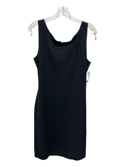 St. John Evening Size 12 Black Wool & Rayon Sleeveless Scoop Neck Back Zip Dress Black / 12